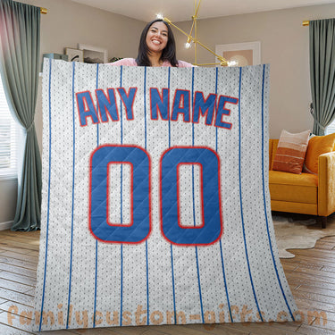 Custom Premium Quilt Blanket Chicago Jersey Baseball Personalized Quilt Gifts for Her & Him